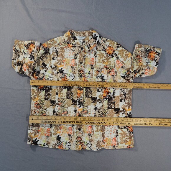 CJ Banks Shirt Womens X Plus 14W Patchwork Hawaiian Coastal Beach Loose Linen - Picture 4 of 11